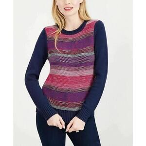 Maison Jules Women's Knit Sweater - Colorful Striped Design-Size S- NWT